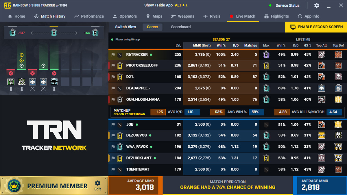 Rainbow 6 Siege Tracker screenshot 1