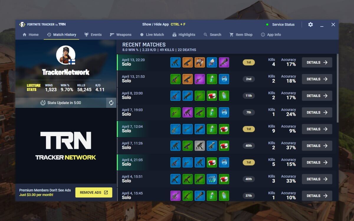 Fortnite Tracker screenshot 1