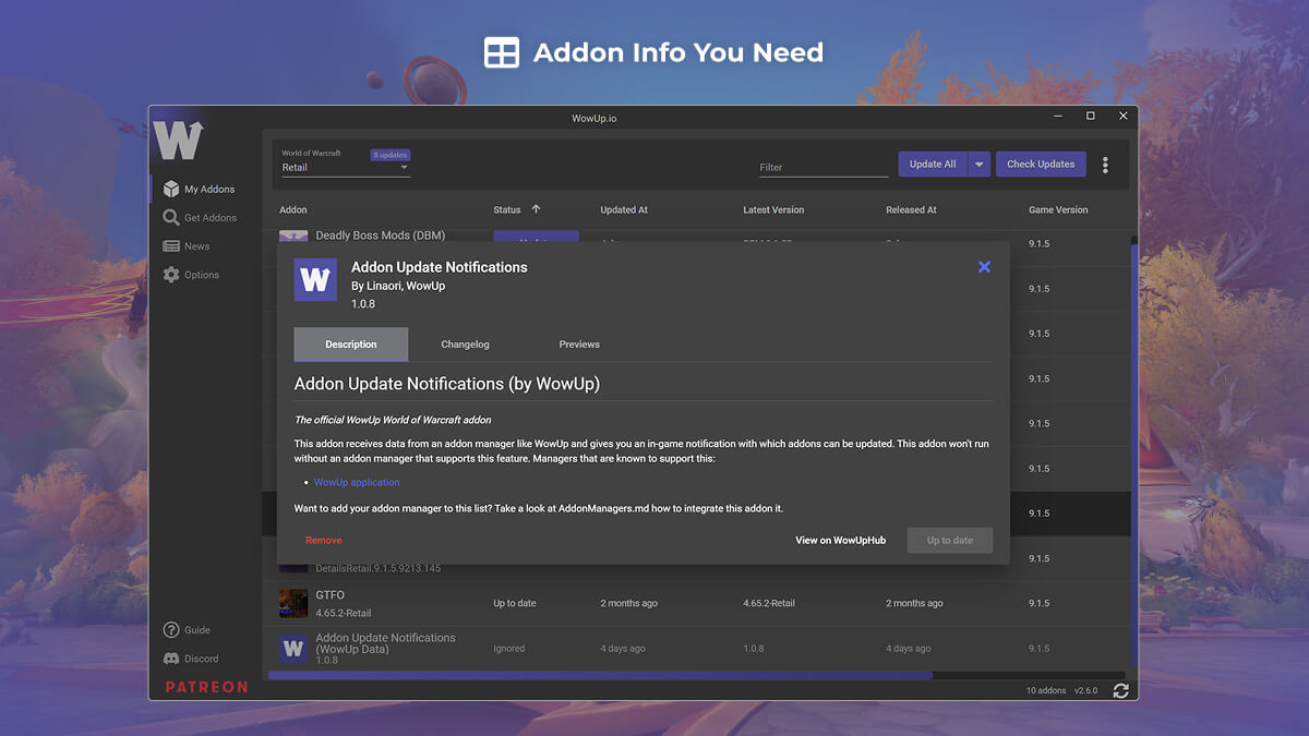 WowUpCf screenshot 3
