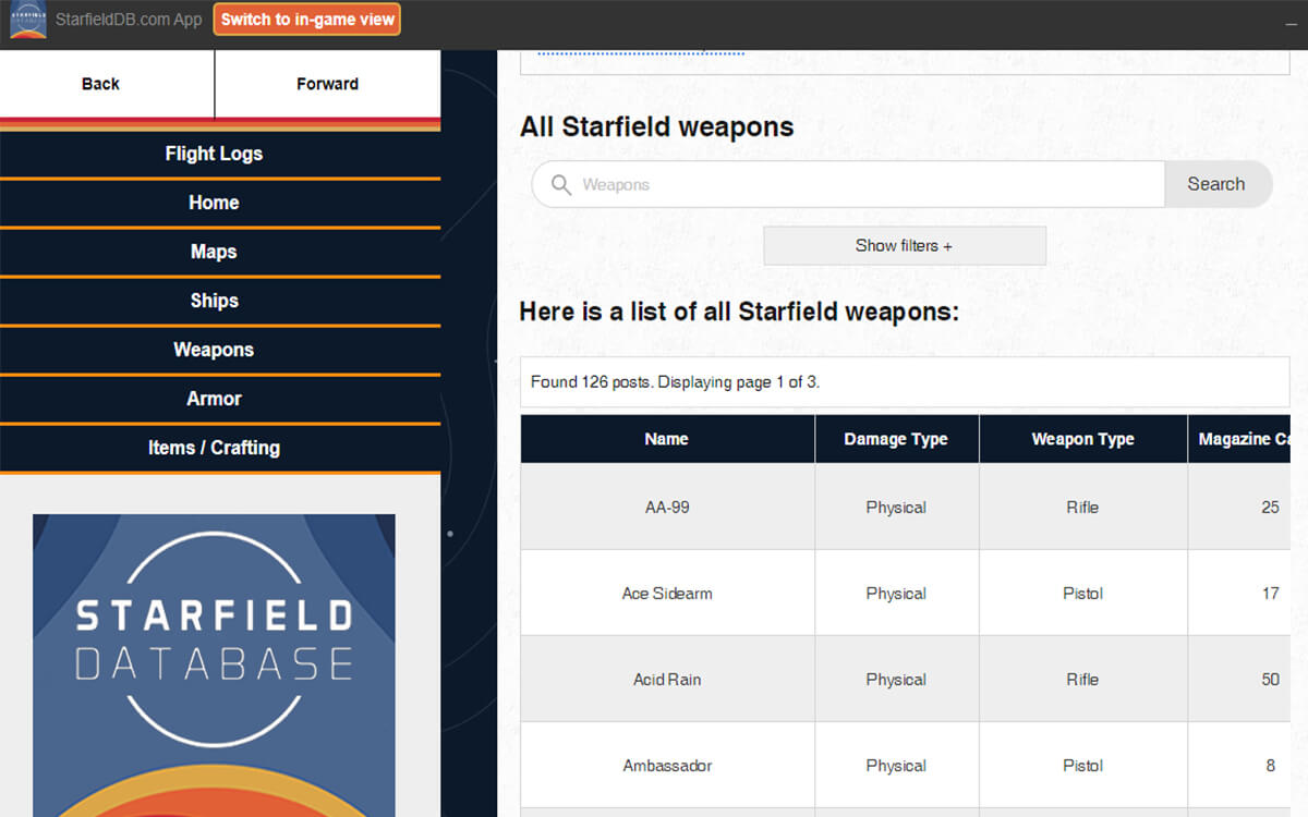 StarfieldDB screenshot 3