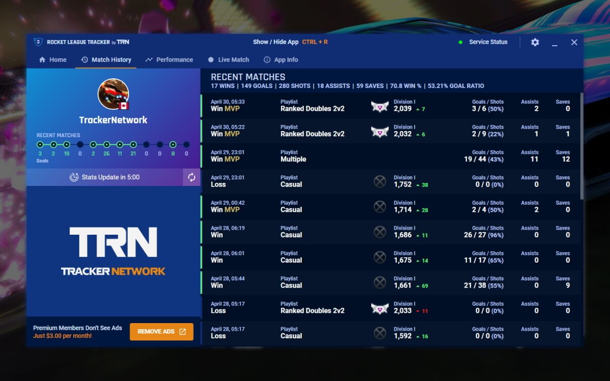 Rocket League Tracker screenshot 1