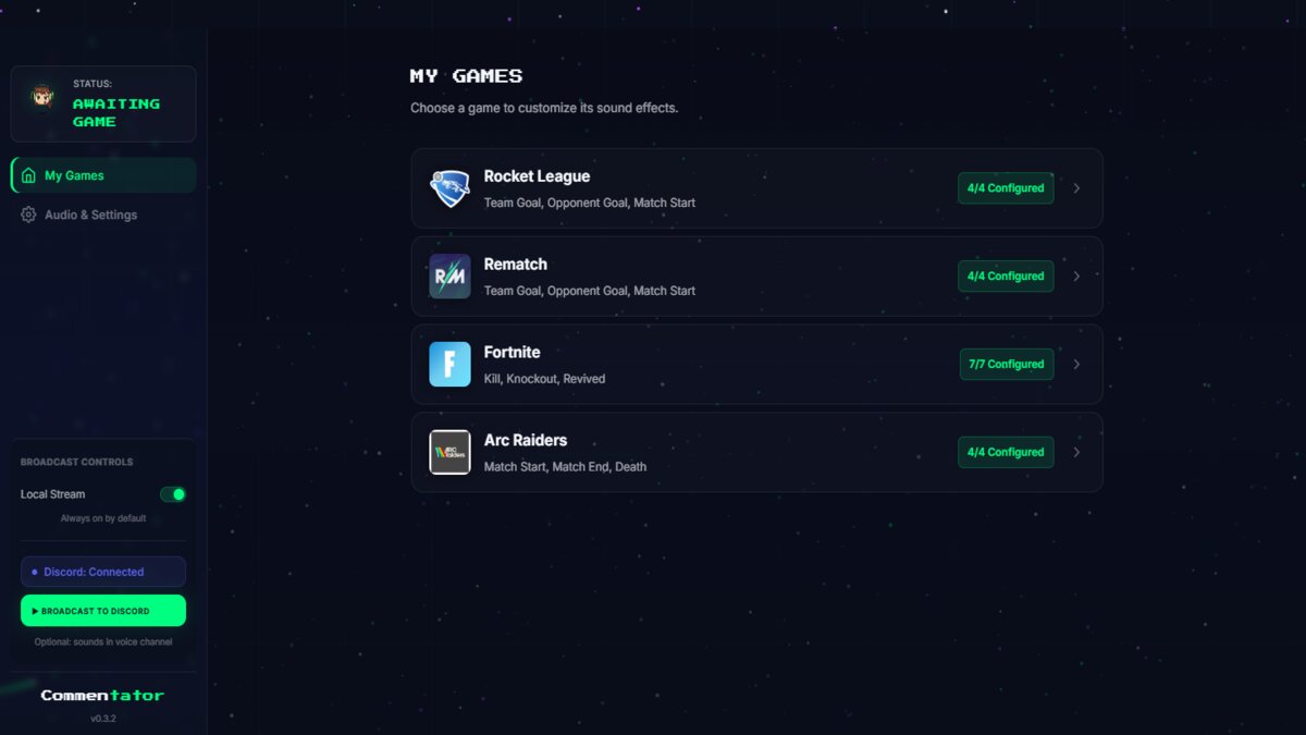 Commentator screenshot 1