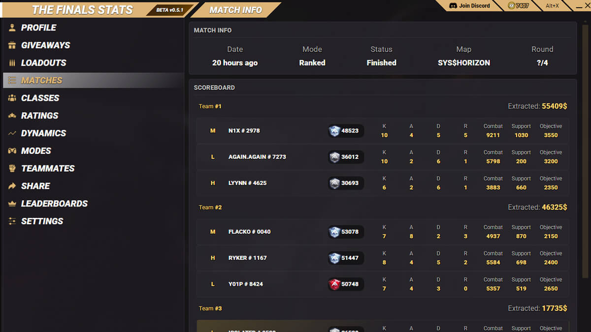The Finals Stats screenshot 4